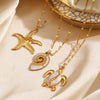 Popular Starfish Thread Hiphop Turtle Ocean Element Clavicle Necklace For Women Stainless Steel Electroplated
