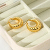 Popular Textured Ushaped Stainless Steel 18K Goldplated Hollow Ear Hoops Light Luxury Jewelry For Women