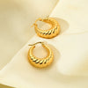Popular Textured Ushaped Stainless Steel 18K Goldplated Hollow Ear Hoops Light Luxury Jewelry For Women