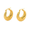 Popular Textured Ushaped Stainless Steel 18K Goldplated Hollow Ear Hoops Light Luxury Jewelry For Women