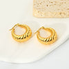 Popular Textured Ushaped Stainless Steel 18K Goldplated Hollow Ear Hoops Light Luxury Jewelry For Women