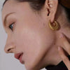 Popular Textured Ushaped Stainless Steel 18K Goldplated Hollow Ear Hoops Light Luxury Jewelry For Women