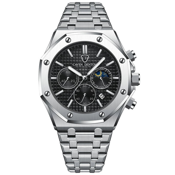 Popular Waterproof Multifunctional Men's Quartz Watch With Steel Band Alloy Strap Metal Case And Round Dial