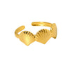 Popular Women's Adjustable Geometric Scallop Open Ring 18K Gold Plated Stainless Steel