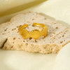 Popular Women's Adjustable Geometric Scallop Open Ring 18K Gold Plated Stainless Steel