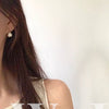Popular Women's Earrings Natural Pearl Alloy Geometric Style Silver Needle Electroplated
