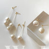 Popular Women's Earrings Natural Pearl Alloy Geometric Style Silver Needle Electroplated