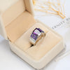 Popular Women's Fashion Purple Zircon Ring Copper Geometric Electroplated Hand Jewelry