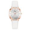 Popular Women's Fashion Square Metal Case Imitation Leather Strap Quartz Watch