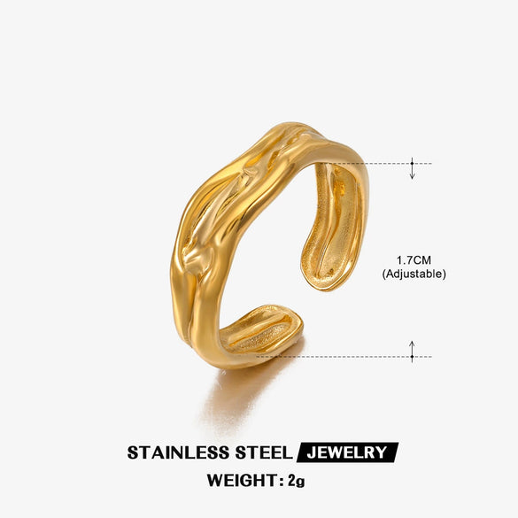 Popular Women's Stainless Steel Geometric Heart Shaped 18K Gold Plated Hip Hop Ring