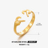 Popular Women's Stainless Steel Geometric Heart Shaped 18K Gold Plated Hip Hop Ring