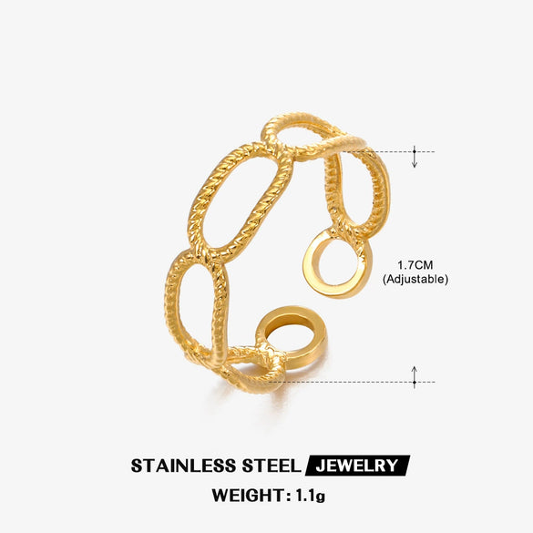 Popular Women's Stainless Steel Geometric Heart Shaped 18K Gold Plated Hip Hop Ring