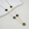 Popular Women's Titanium Steel And Stainless Steel Electroplated Doublesided Fiveleaf Clover Necklace With Motherofpearl And Geometric Design