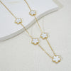 Popular Women's Titanium Steel And Stainless Steel Electroplated Doublesided Fiveleaf Clover Necklace With Motherofpearl And Geometric Design