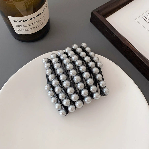 Portable Folding Women's Hair Accessories Pearl Handmade Geometric Hair Band And Hair Card