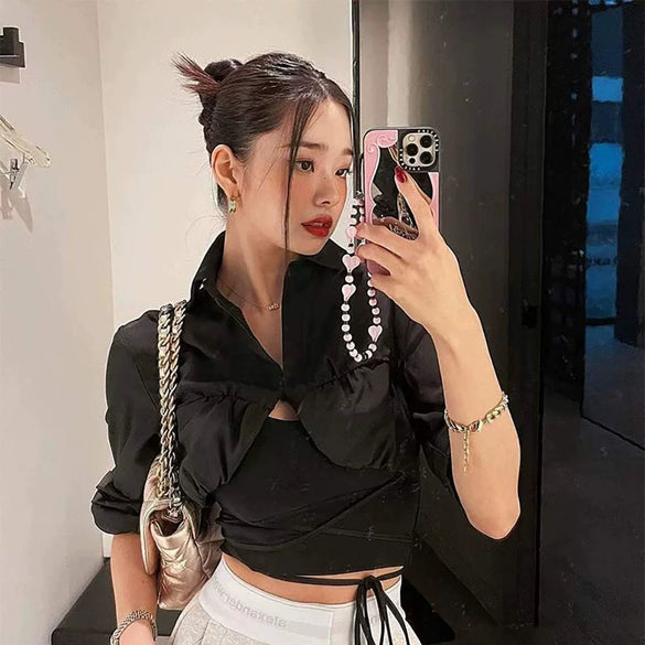 Portable Iphone Mobile Phone Chain Handmade Jewelry Resin Plastic Heart With Colorful Stripes Love Water Drops Bell Pattern For Girls