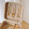 Portable Leather Jewelry Box For Earrings Necklace Ring Small Exquisite Mini