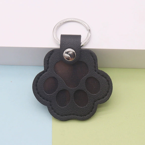 Portable Leather Pet Hair Storage Bag With Pu Leather Pet Name Tag Pendant In Silver Circle Style