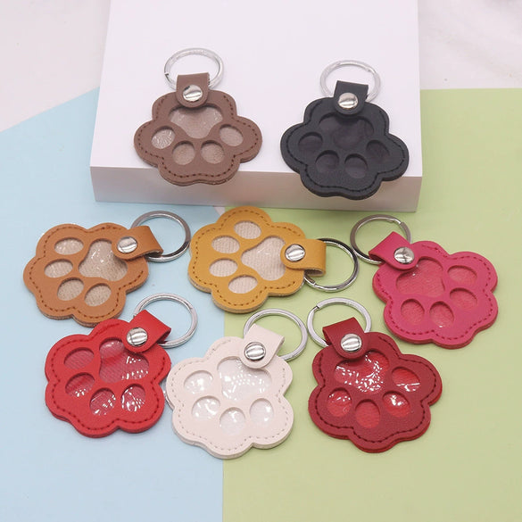 Portable Leather Pet Hair Storage Bag With Pu Leather Pet Name Tag Pendant In Silver Circle Style