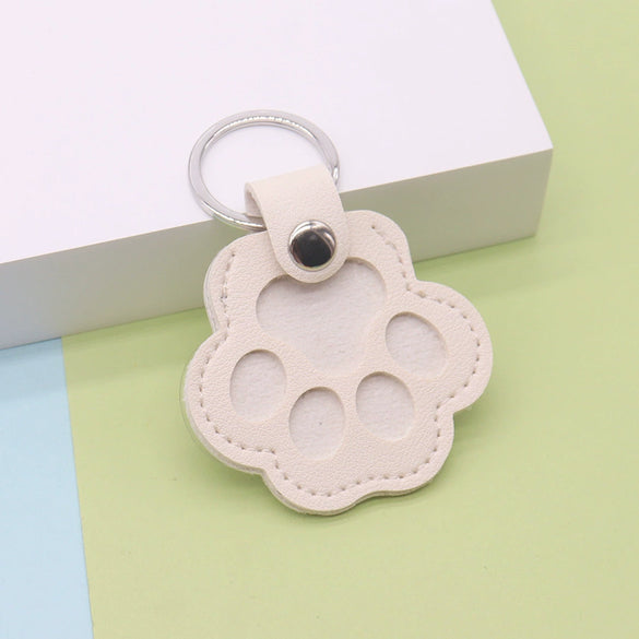 Portable Leather Pet Hair Storage Bag With Pu Leather Pet Name Tag Pendant In Silver Circle Style