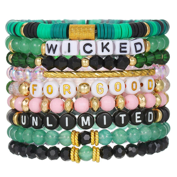 Pottery Bracelet Polymer Clay Acrylic Glass Beads Handmade Boyfriend Style With Letters Numbers Text