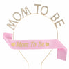 Premother Party Headwear Ribbon Set Crystal Headband Shoulder Strap Twopiece Set Simple Style Lake Blue