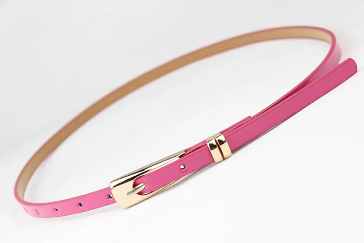 Preppy Style Simple Style Solid Color Pu Leather Alloy Plating Women'S Leather Belts