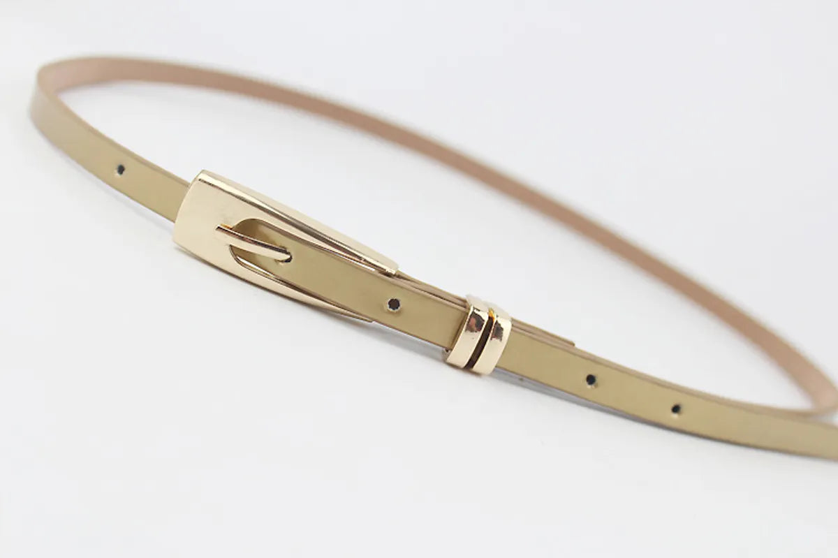 Preppy Style Simple Style Solid Color Pu Leather Alloy Plating Women'S Leather Belts