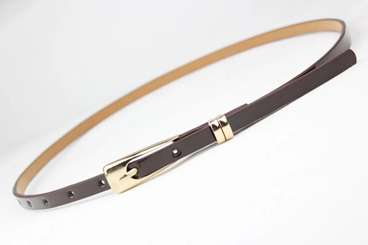 Preppy Style Simple Style Solid Color Pu Leather Alloy Plating Women'S Leather Belts