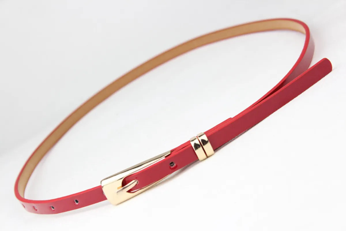 Preppy Style Simple Style Solid Color Pu Leather Alloy Plating Women'S Leather Belts