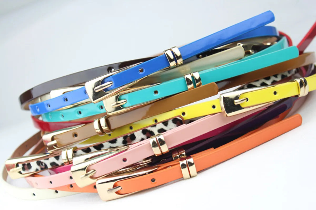 Preppy Style Simple Style Solid Color Pu Leather Alloy Plating Women'S Leather Belts