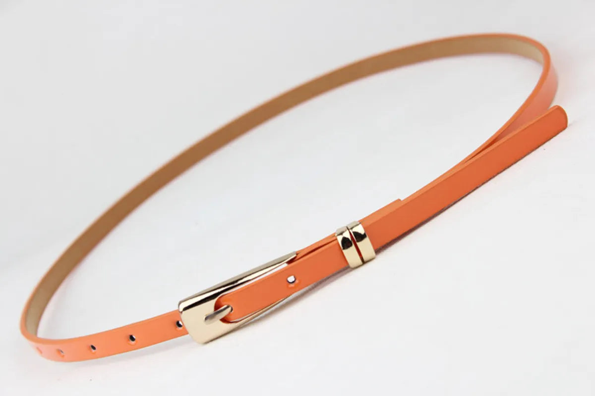 Preppy Style Simple Style Solid Color Pu Leather Alloy Plating Women'S Leather Belts