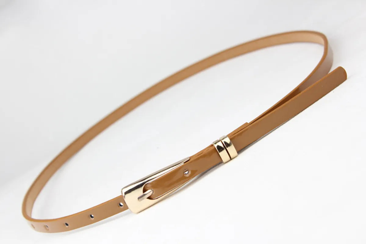 Preppy Style Simple Style Solid Color Pu Leather Alloy Plating Women'S Leather Belts