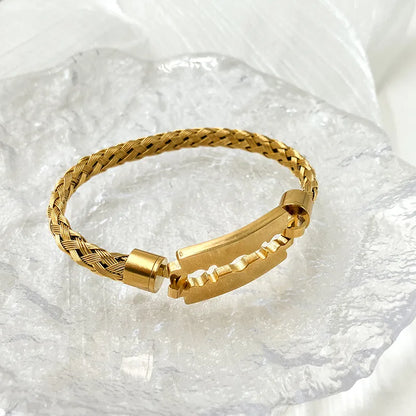 Preppy Style Simple Style Streetwear Solid Color 304 Stainless Steel 14K Gold Plated Bangle In Bulk