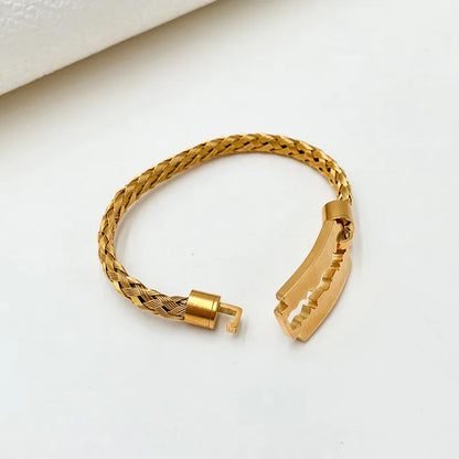 Preppy Style Simple Style Streetwear Solid Color 304 Stainless Steel 14K Gold Plated Bangle In Bulk