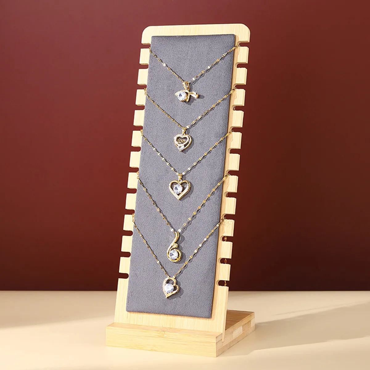 Simple Style Solid Color Bamboo Jewelry Rack