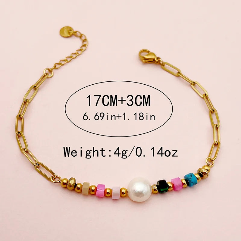 Preppy Style Sweet Round 304 Stainless Steel 14K Gold Plated Bracelets In Bulk