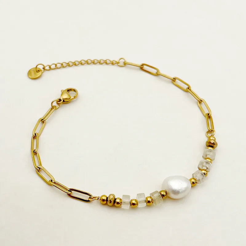 Preppy Style Sweet Round 304 Stainless Steel 14K Gold Plated Bracelets In Bulk