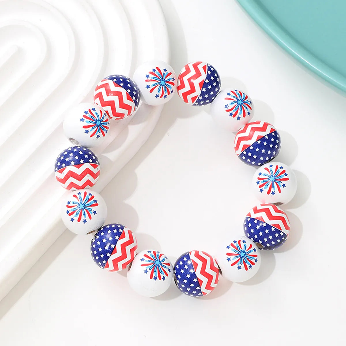 Preppy Style Vacation Star Stripe Wood Wholesale Bracelets