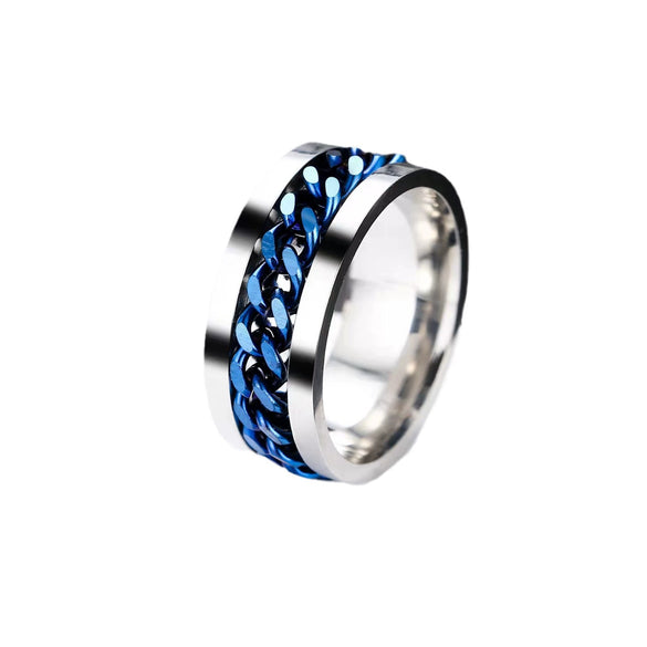 Pressure Relief Rotatable Stainless Steel Men's Ring And Titanium Steel Chain Jewelry