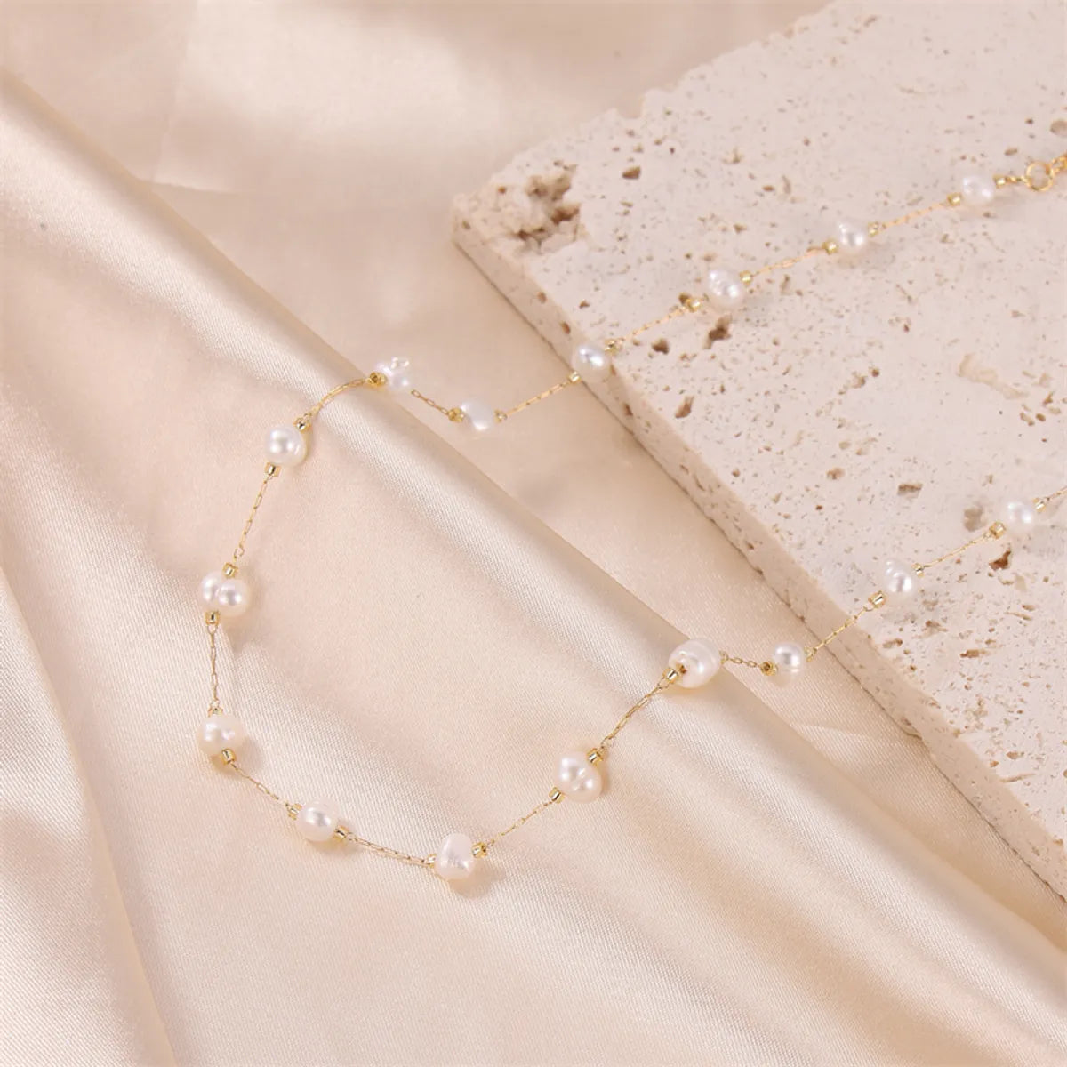 Princess Cute Commute Solid Color Stainless Steel Freshwater Pearl Plating 18k Gold Plated Necklace