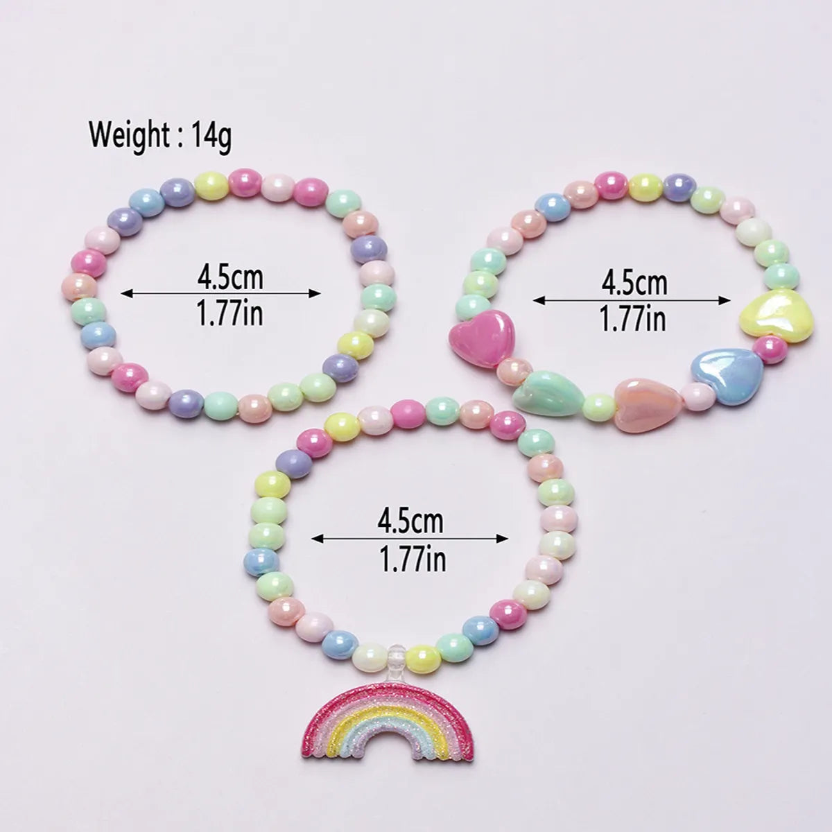 Princess Cute Rainbow Arylic Plastic Resin Scallop Chain Girl'S Bracelets