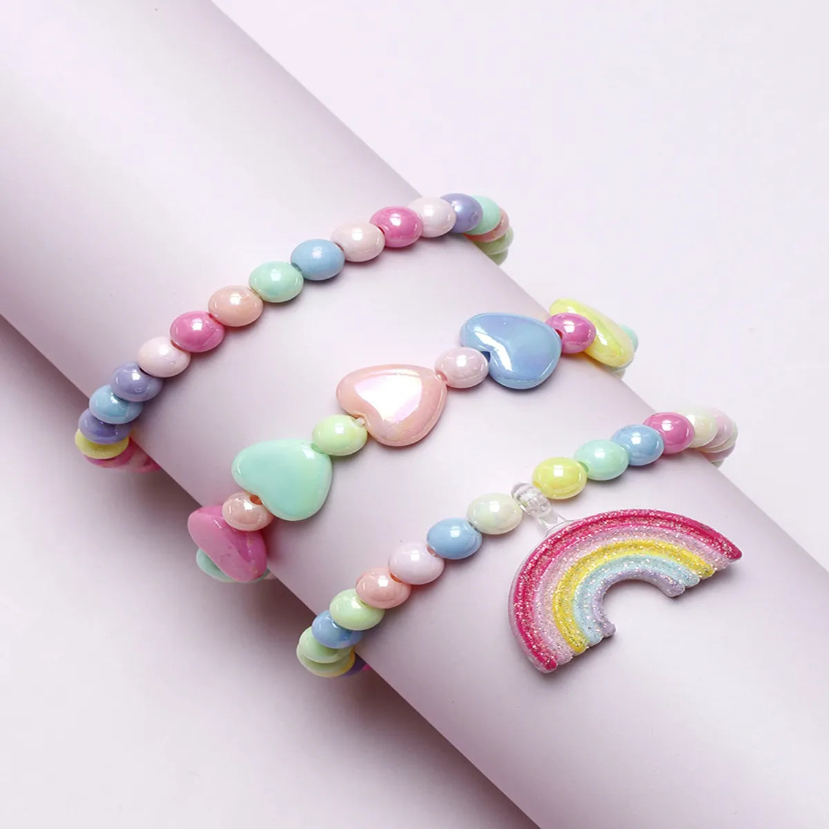 Princess Cute Rainbow Arylic Plastic Resin Scallop Chain Girl'S Bracelets