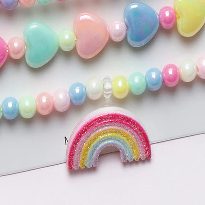 Princess Cute Rainbow Arylic Plastic Resin Scallop Chain Girl'S Bracelets