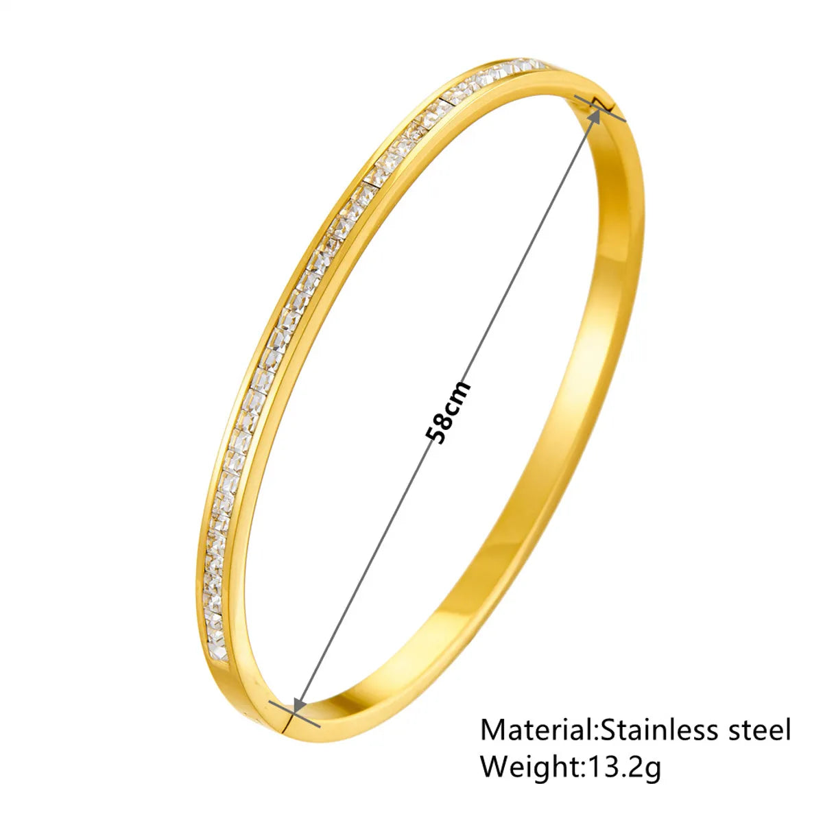 Princess Cute Solid Color Stainless Steel 18K Gold Plated Rhinestones Bangle In Bulk