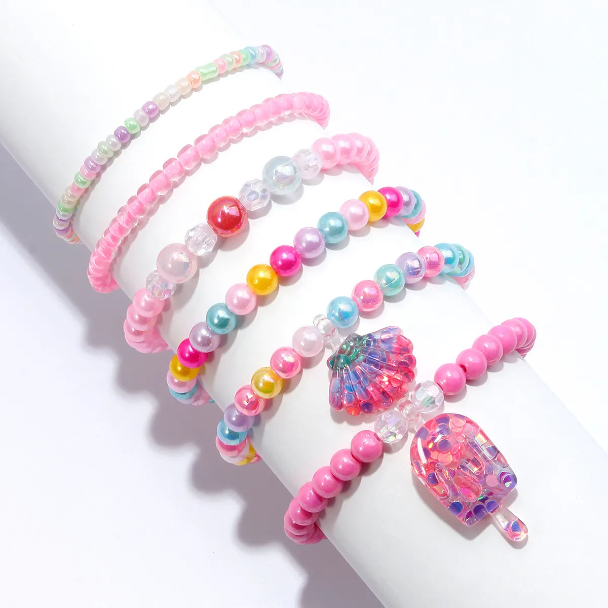 Princess Cute Star Heart Shape Shell Arylic Resin Beaded Girl'S Bracelets