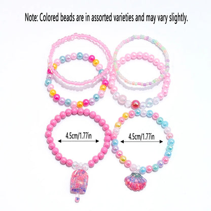 Princess Cute Star Heart Shape Shell Arylic Resin Beaded Girl'S Bracelets