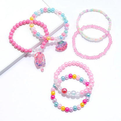 Princess Cute Star Heart Shape Shell Arylic Resin Beaded Girl'S Bracelets