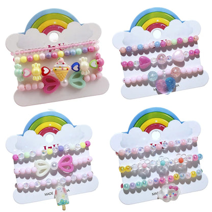 Princess Cute Sweet Clouds Ice Cream Heart Shape Arylic Resin Girl's Bracelets