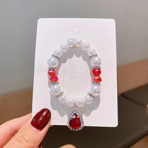 Princess Cute Water Droplets Artificial Crystal Kid'S Bracelets Necklace